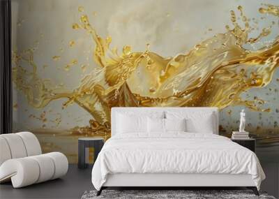 Car motor oil background, pouring liquid fuel bubble, Wall mural