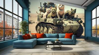 Cat army concept Wall mural