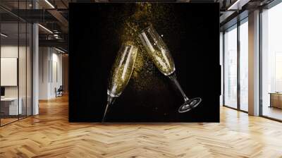 Christmas amd Happy New Year Champagne Wall mural