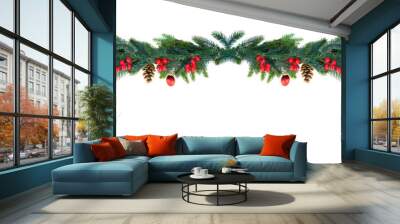 Christmas garland on white Wall mural