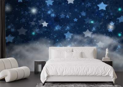 christmas stars on blue   background Wall mural