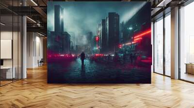 City in virtual reality Wall mural