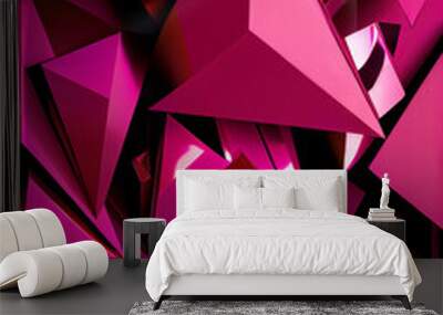 Colorful geometric triangles abstract background, magenta shades of color Wall mural