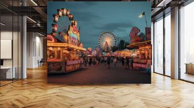 colorful summer carnival at dusk Wall mural