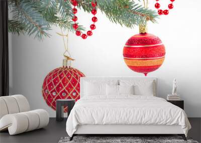 decorated evergreen fir  tree close up Wall mural