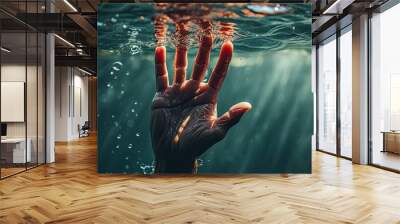 drowning man concept Wall mural