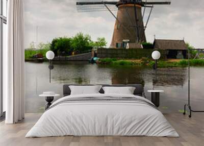 dutch windmill over water Wall mural