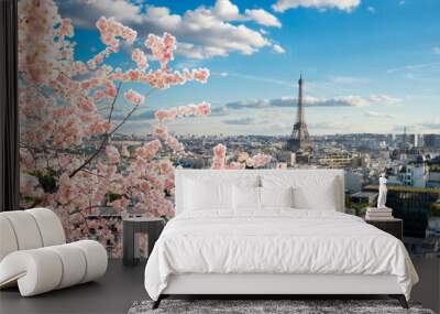 eiffel tour and Paris cityscape Wall mural