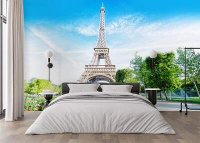 eiffel tour and Paris cityscape Wall mural