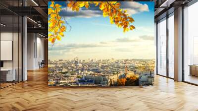 eiffel tour and paris cityscape Wall mural