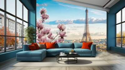 eiffel tour and Paris cityscape Wall mural