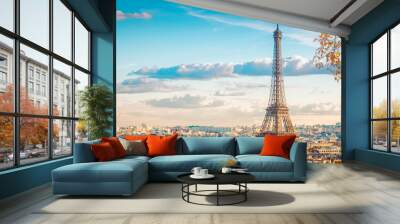 eiffel tour and Paris cityscape Wall mural