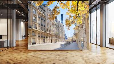 eiffel tour and Paris street Wall mural