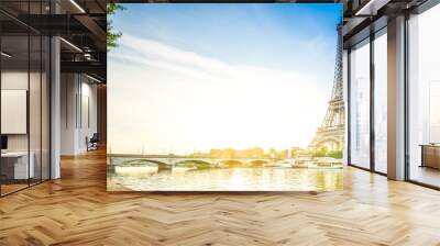 eiffel tour over Seine river Wall mural