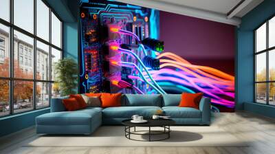 fiber optic coloful glowing Wall mural