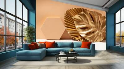 Golden leaves styled stock scene Wall mural