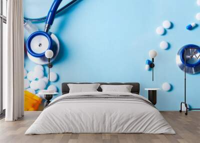 Healthcare concept on blue Wall mural