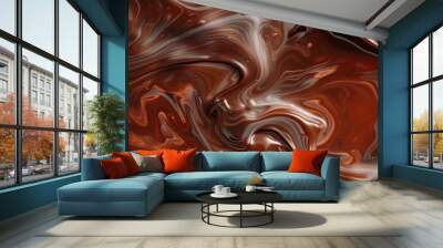 hot melting chocolate texture, brown and glossy Wall mural