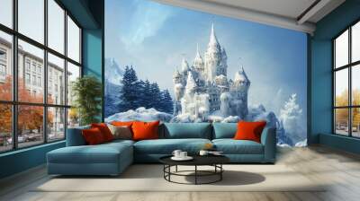 Ice castle under snow  Wall mural