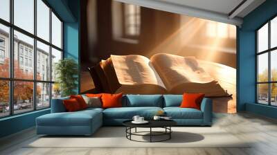 Open bible with sunlight Wall mural