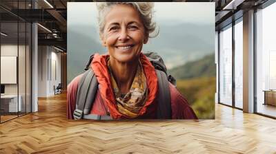 senior woman hiking Wall mural