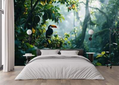 toucan bird in wild forest, Wall mural