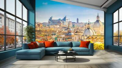 view of skyline of Rome city at day, Italy, retro toned Wall mural