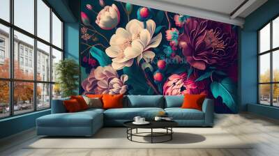 Vintage spring flowers Wall mural