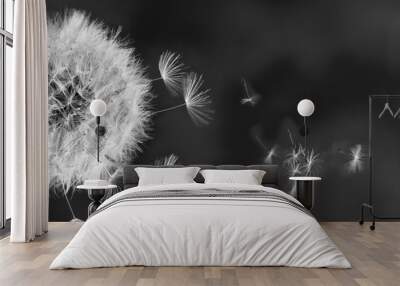 White dandelion on blue Wall mural