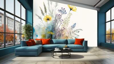 wild flowers watercolor Wall mural