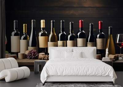 wine collection, row of wine bottles Wall mural