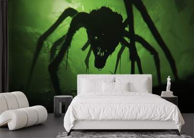 As the undead tore open the chest, the demon inside unleashed his evil power. Digital art style, illustration Wall mural