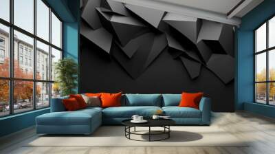 Dark background abstract black diamond pattern wallpaper with digital black banner banner, textured graphics Wall mural