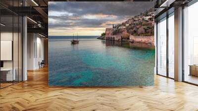 Alanya Town castle view in Turkey Wall mural