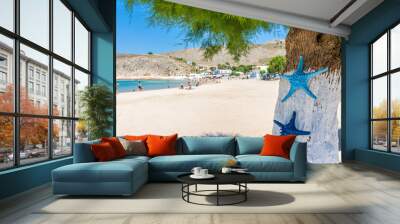 The Beach of Pserimos Island. Pserimos is small Greek Island in Aegean Sea. Wall mural