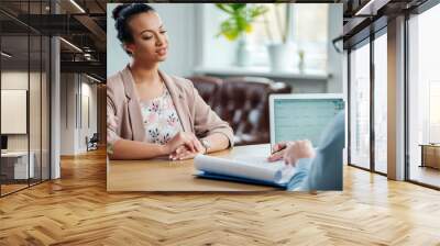 Black girl attending job interview Wall mural