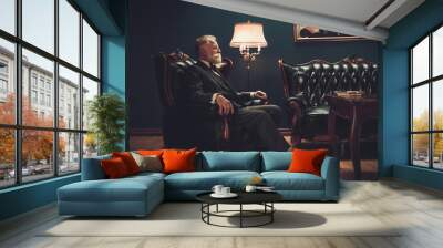 Well-dressed senior man in luxury interior Wall mural