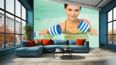 Woman on water aerobics workout Wall mural