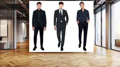 set of businessmen on a white background in business suits in a flat style. set of vector illustrati Wall mural