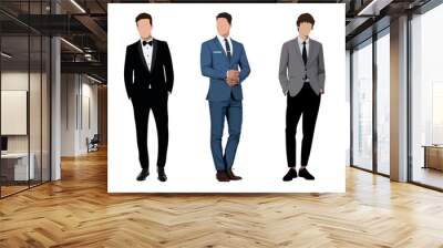 Set of businessmen on a white background in business suits in a flat style. set of vector illustrations of stylish and fashionable men Wall mural