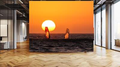 Unforgettable Windsurfing at sunset Wall mural