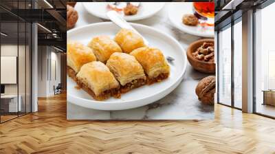 Baklava with walnut. Turkish traditional dessert. Wall mural