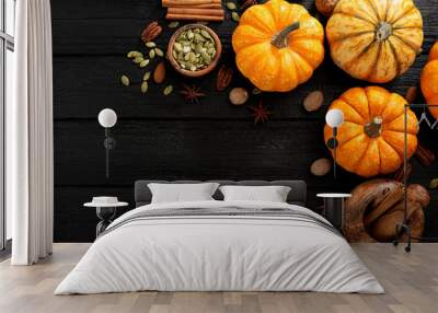 Pumpkin pie spice. Top view Wall mural