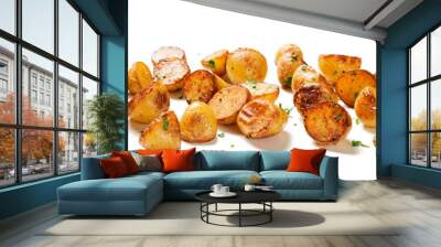 Roasted baby potatoes isolated on white background.  Wall mural