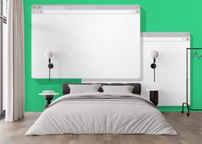 2 web simple set of Browser window white, green background, flat Wall mural