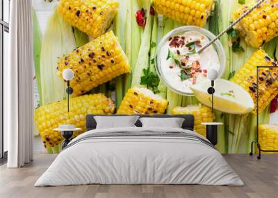 Grilled corn cobs in mexican style Wall mural