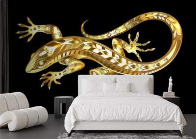 Golden lizard Wall mural