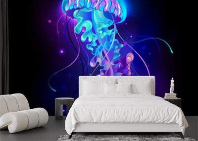 Large glowing jellyfish Wall mural