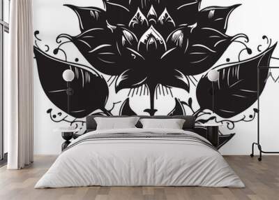 black and white flower Wall mural