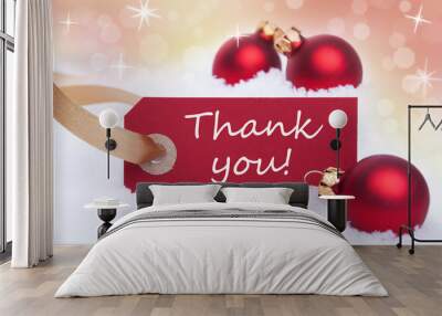 Winter Label with Thank YOu Wall mural